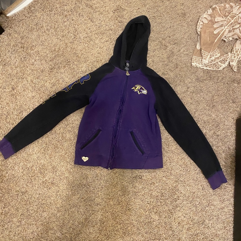 Reebok long sleeve zip up jacket worn twice great condition Baltimore ravens